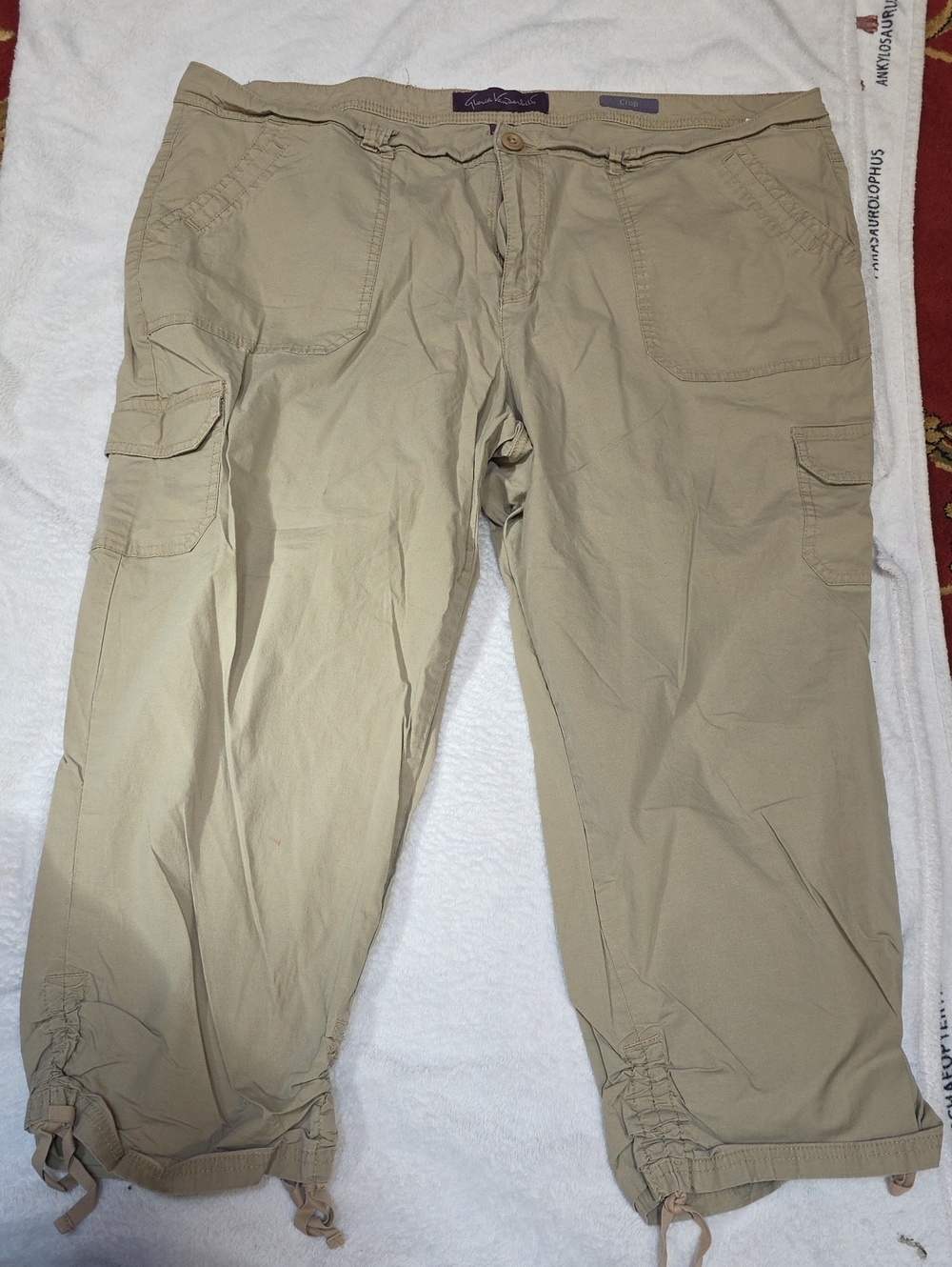 Gloria Vanderbilt Beige Drawstring Cargo Pants-18W